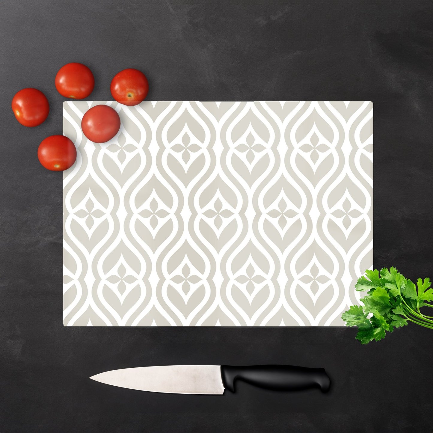 Abstract Ornament Pattern Glass Chopping Board