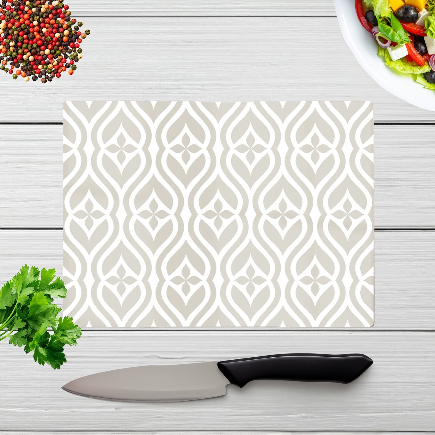 Abstract Ornament Pattern Glass Chopping Board