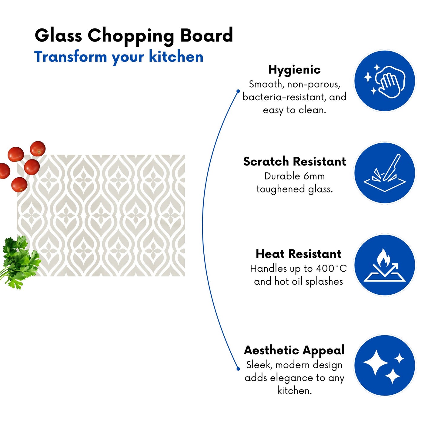 Abstract Ornament Pattern Glass Chopping Board