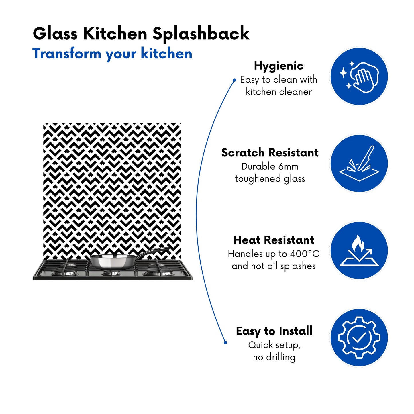Black And White Abstract Pattern Kitchen Splashback