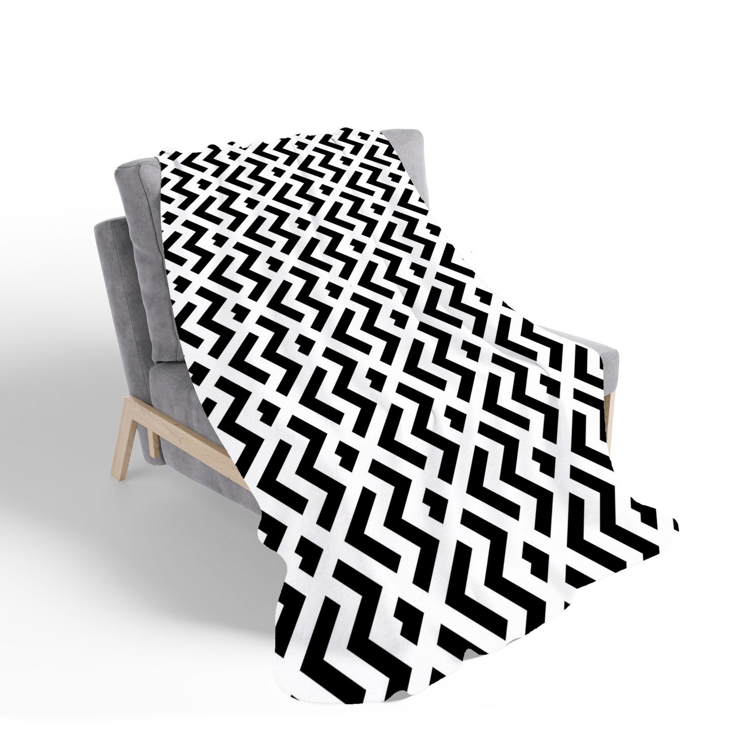 Black And White Abstract Pattern Sherpa Blanket