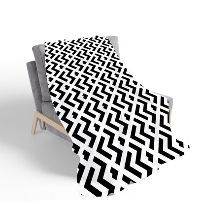Black And White Abstract Pattern Sherpa Blanket