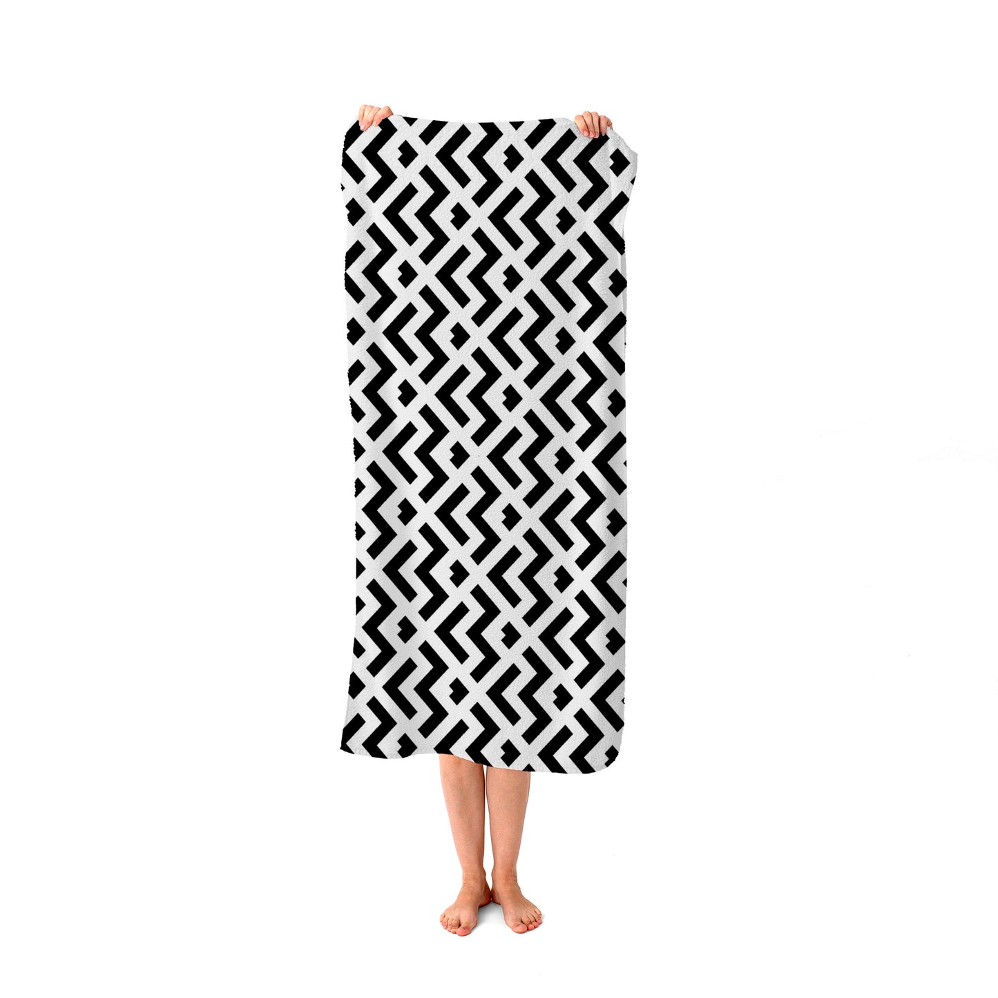 Black And White Abstract Pattern Beach Towel