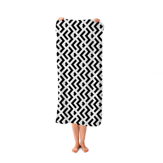 Black And White Abstract Pattern Beach Towel