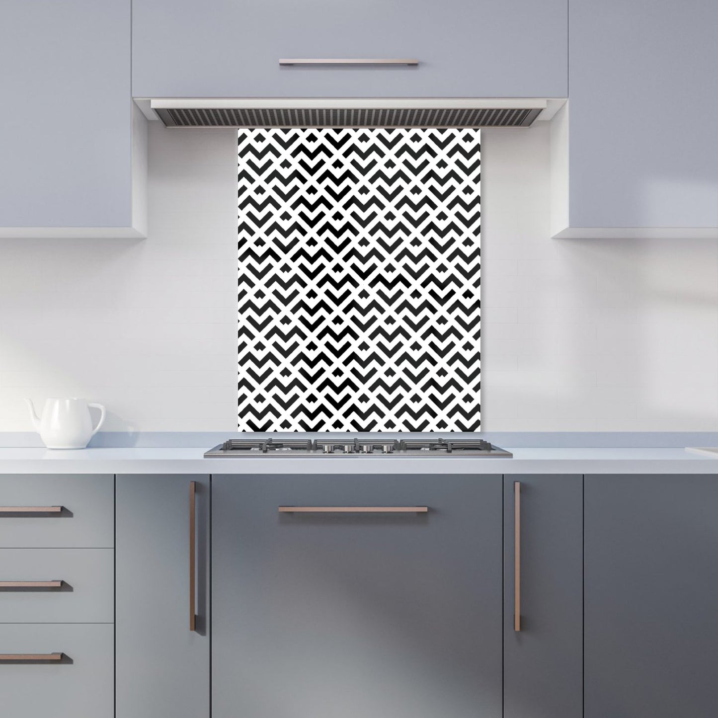 Black And White Abstract Pattern Kitchen Splashback