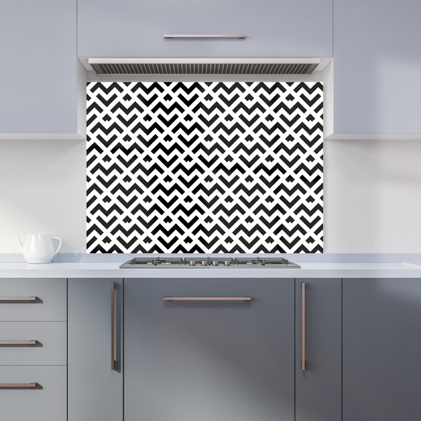 Black And White Abstract Pattern Kitchen Splashback