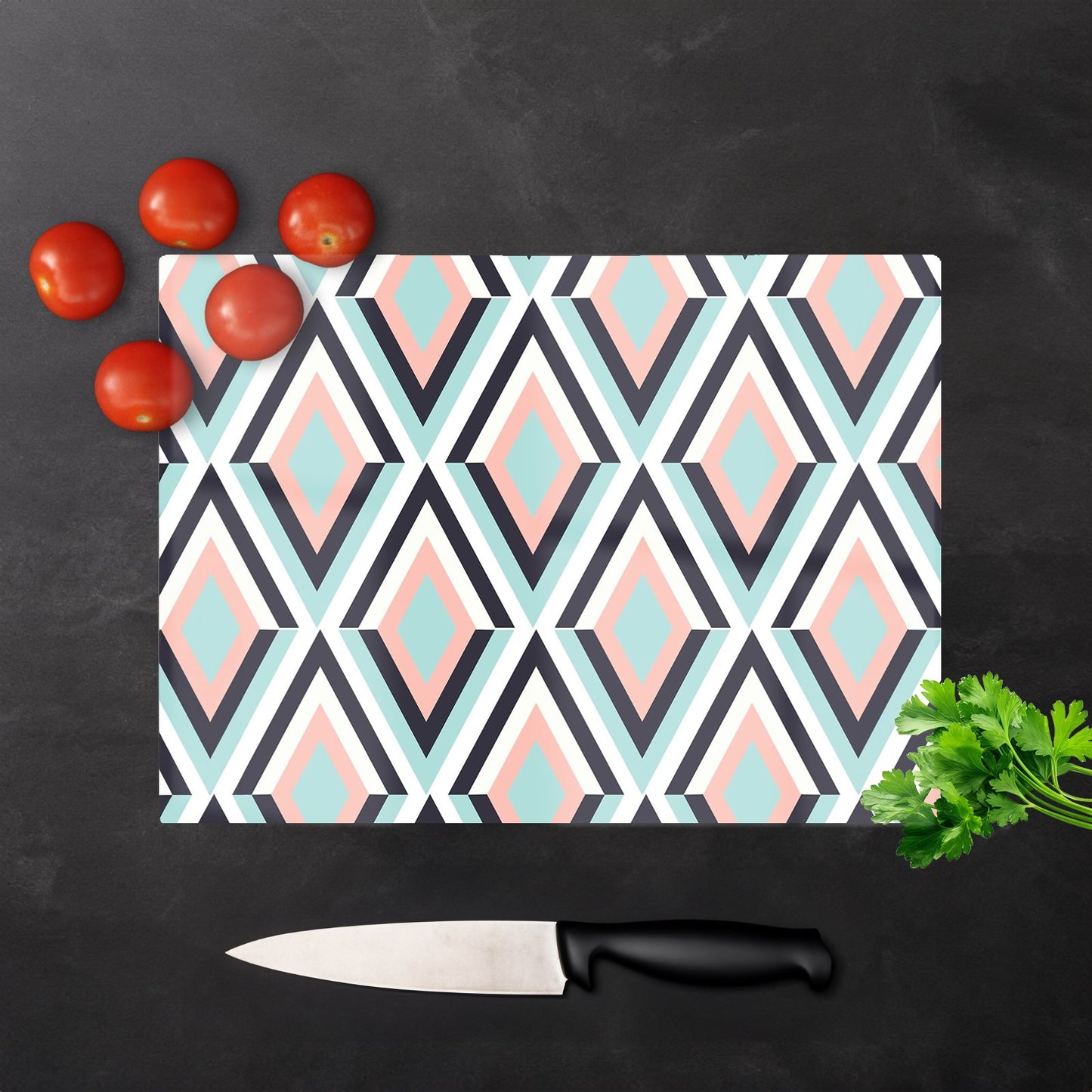 Zig Zag Abstract Pattern Glass Chopping Board