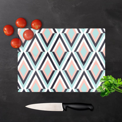 Zig Zag Abstract Pattern Glass Chopping Board