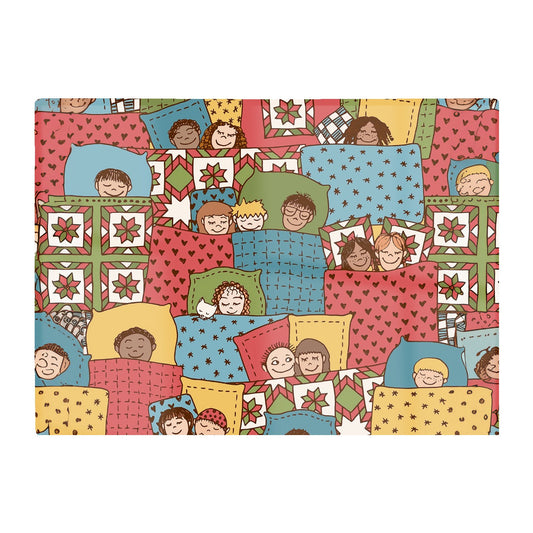Hand Drawn Sleeping Doodle Faces Glass Chopping Board