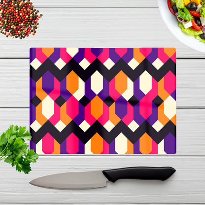 Coloured Abstract Pattern Glass Chopping Board