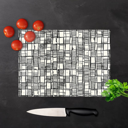Irregular Sketched Block Textured Glass Chopping Board
