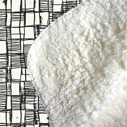 Irregular Sketched Block Textured Sherpa Blanket