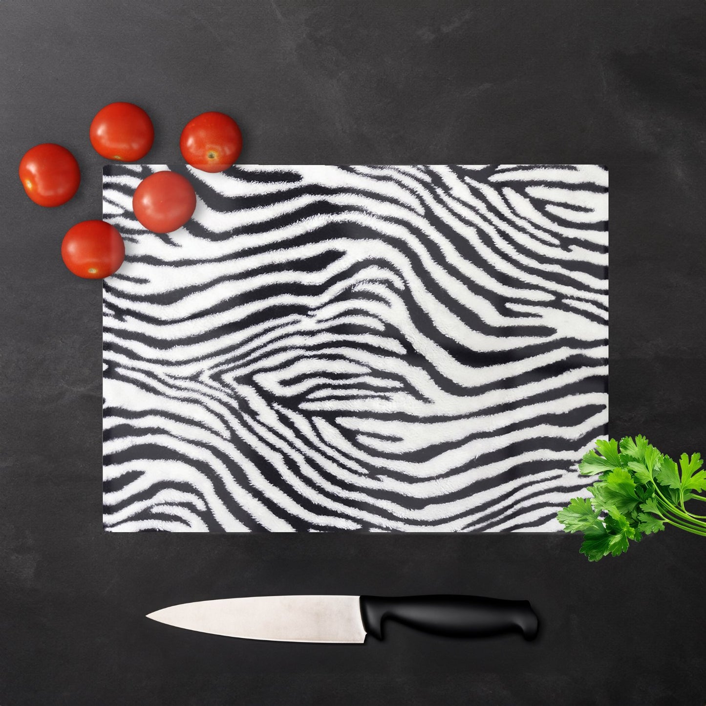 Zebra Texture Pattern Glass Chopping Board