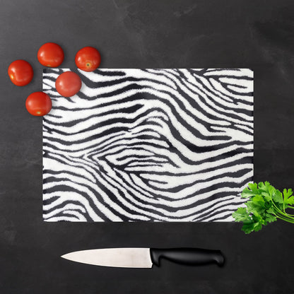 Zebra Texture Pattern Glass Chopping Board
