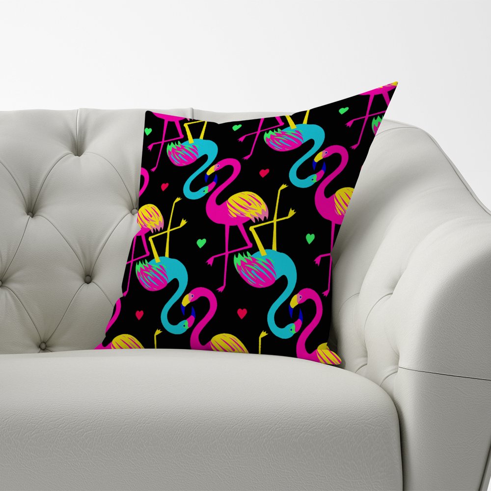 Vivid Flamingo Pattern Cushions