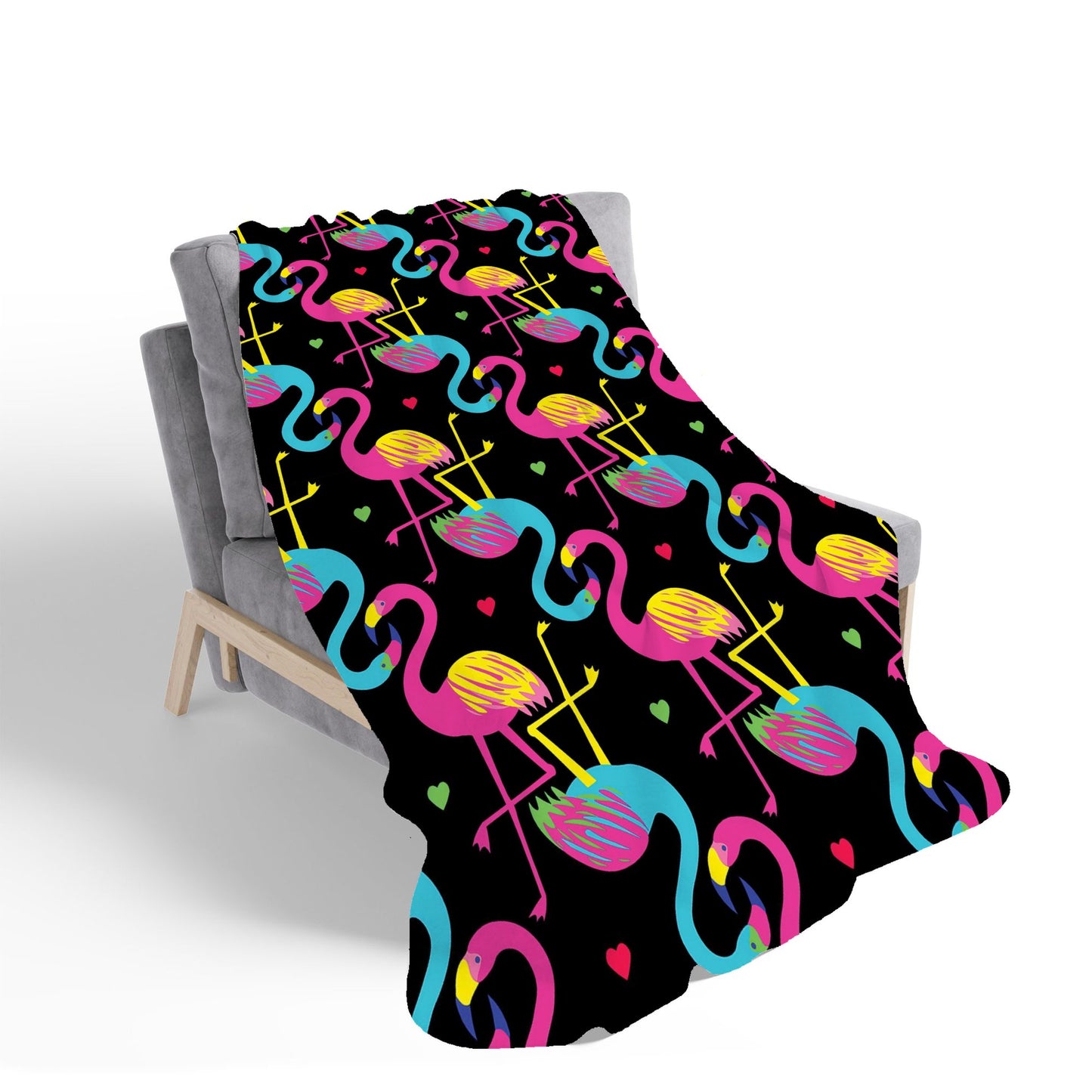 Vivid Flamingo Pattern Sherpa Blanket