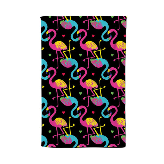 Vivid Flamingo Pattern Tea Towel