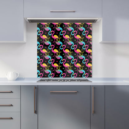 Vivid Flamingo Pattern Kitchen Splashback