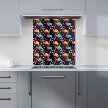 Vivid Flamingo Pattern Kitchen Splashback