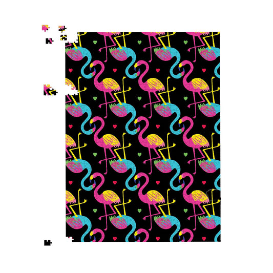 Vivid Flamingo Pattern Jigsaw Puzzle