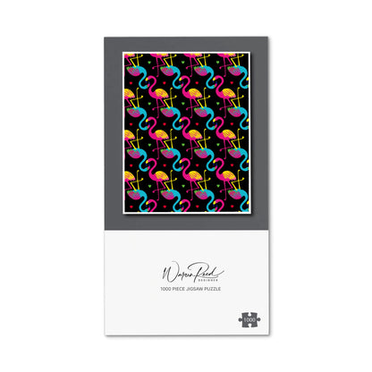 Vivid Flamingo Pattern Jigsaw Puzzle