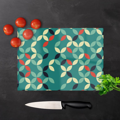 Geometric Pattern Design Glass Chopping Board