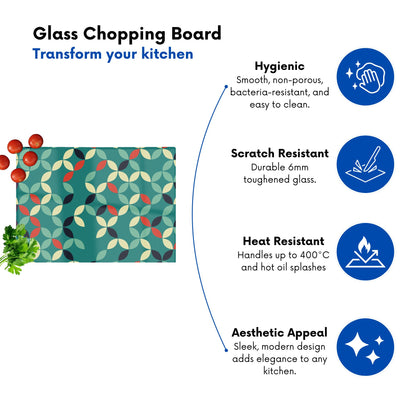 Geometric Pattern Design Glass Chopping Board