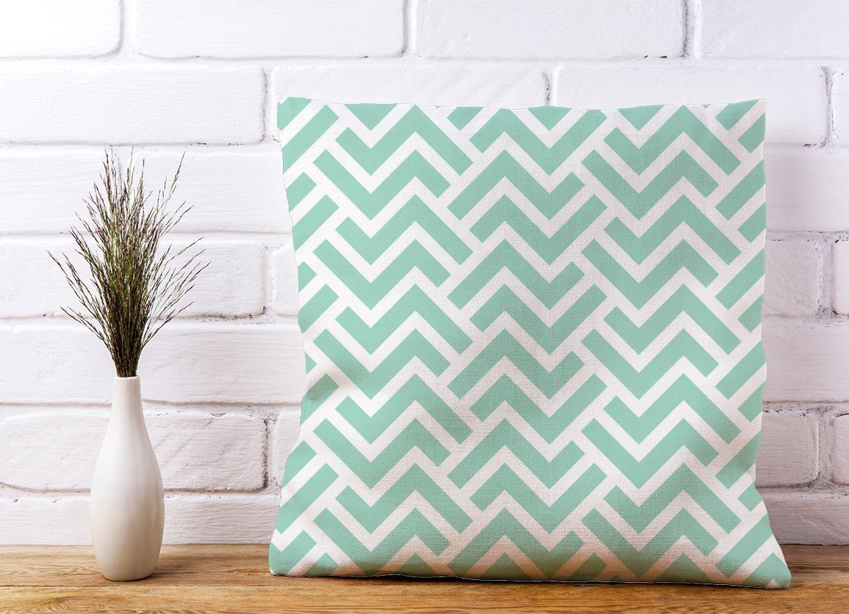 Green Geometric Pattern Cushions