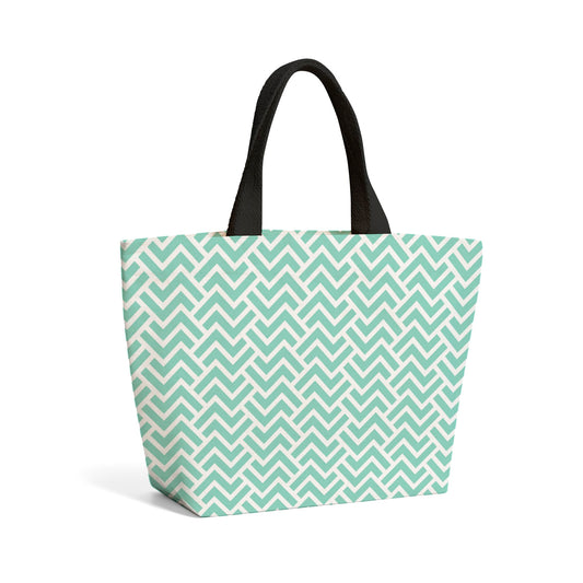 Green Geometric Pattern Beach Shopper Tote Bag