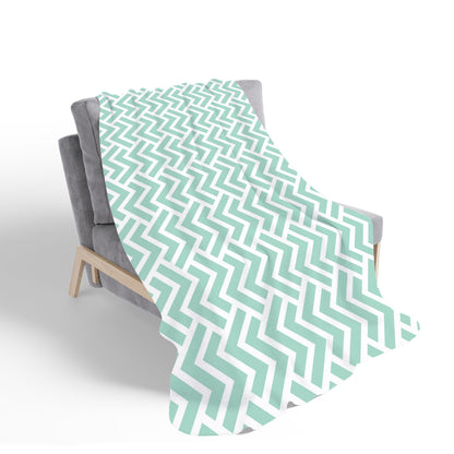Green Geometric Pattern Sherpa Blanket