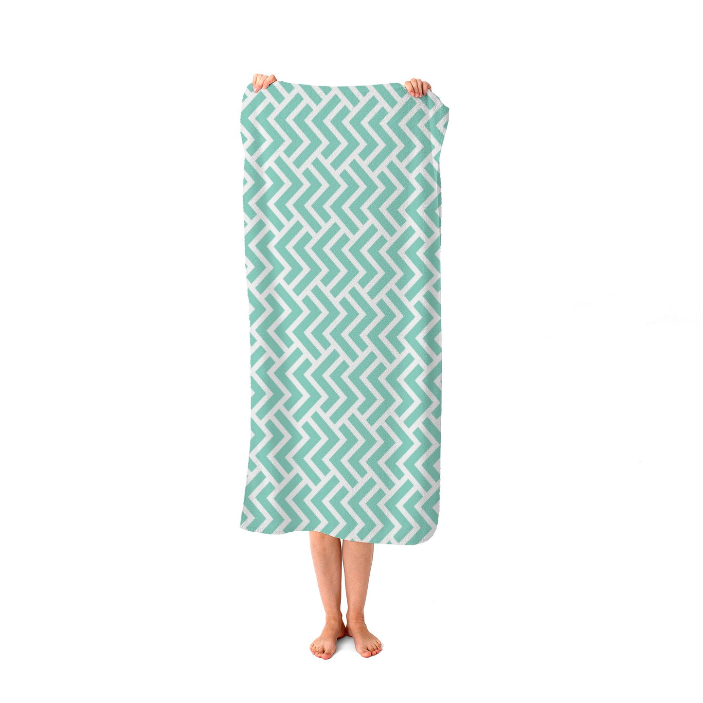 Green Geometric Pattern Beach Towel