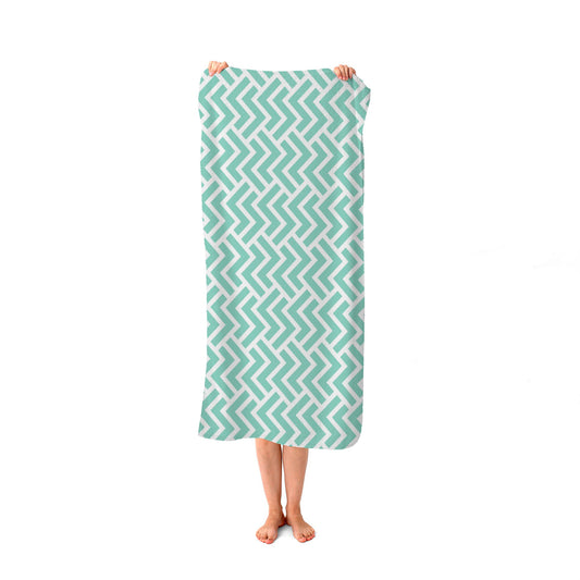Green Geometric Pattern Beach Towel