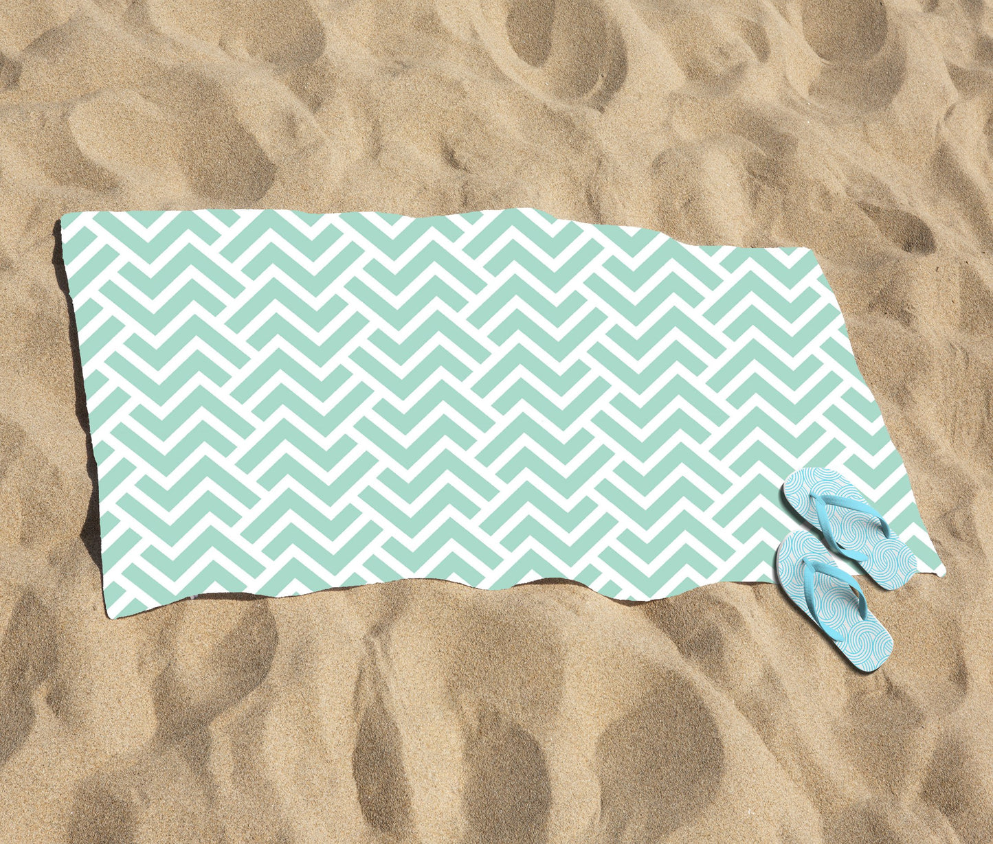 Green Geometric Pattern Beach Towel