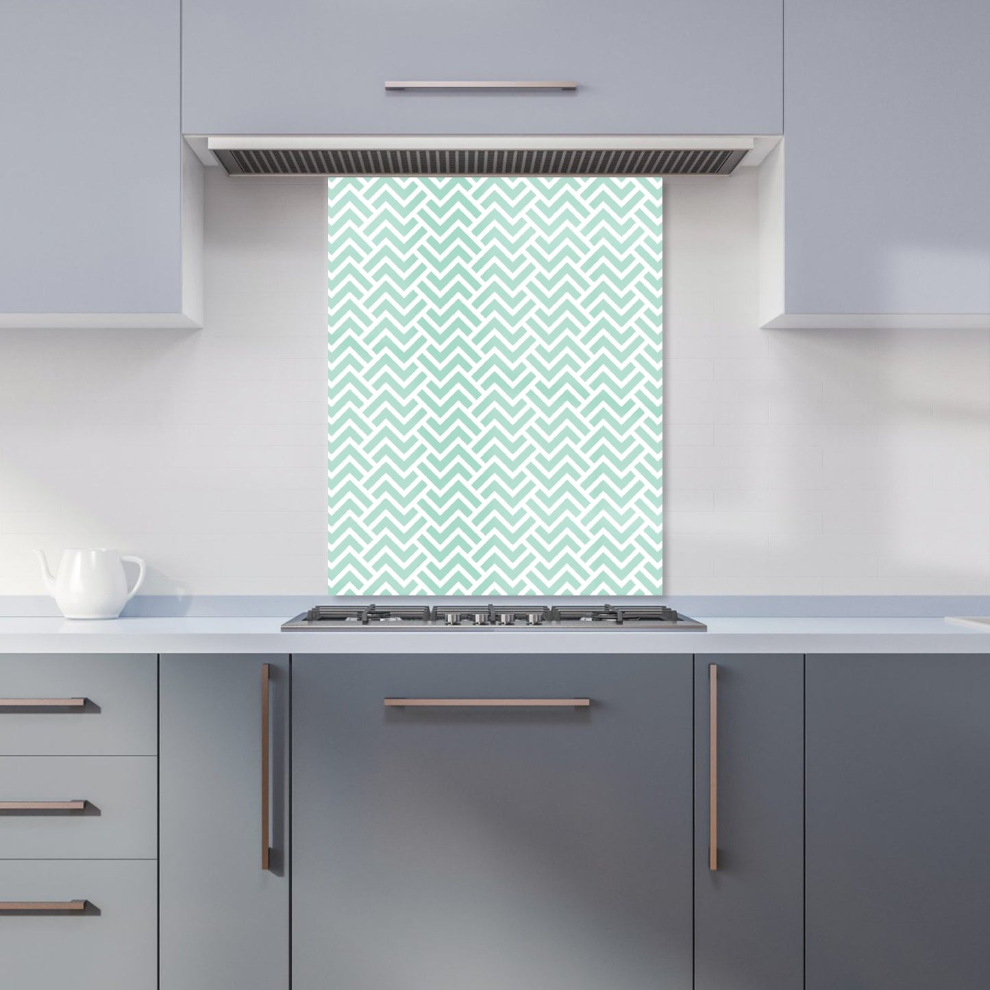 Green Geometric Pattern Kitchen Splashback