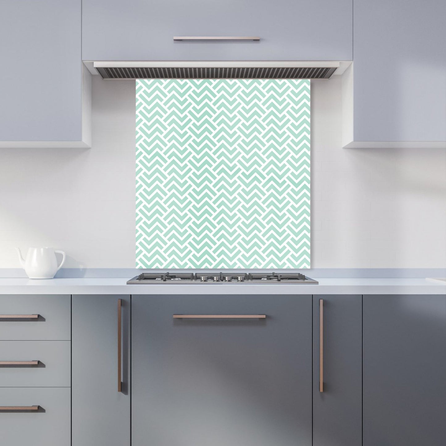 Green Geometric Pattern Kitchen Splashback