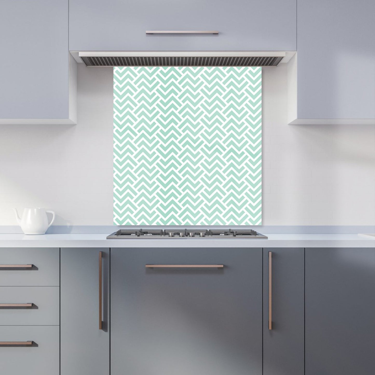 Green Geometric Pattern Kitchen Splashback