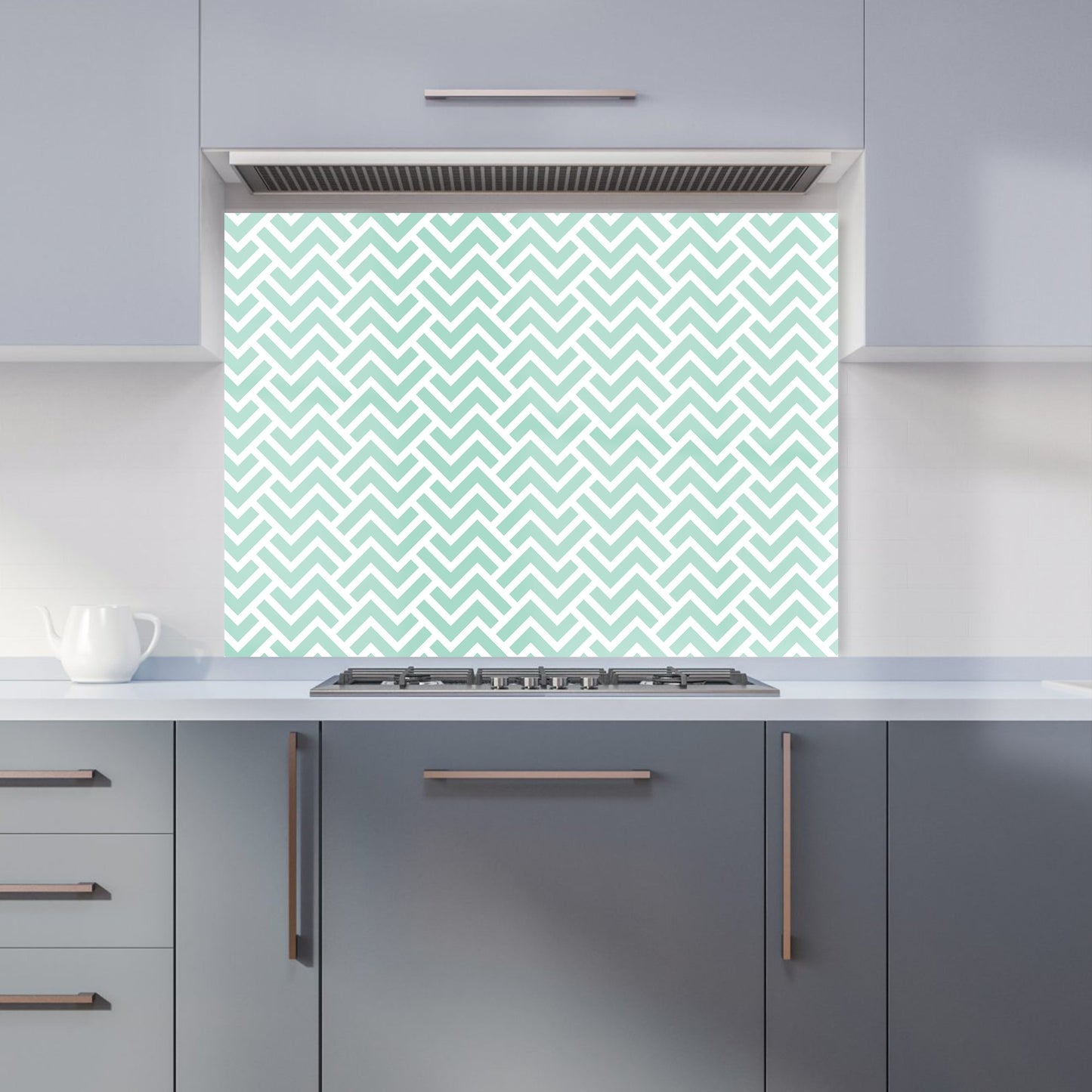 Green Geometric Pattern Kitchen Splashback