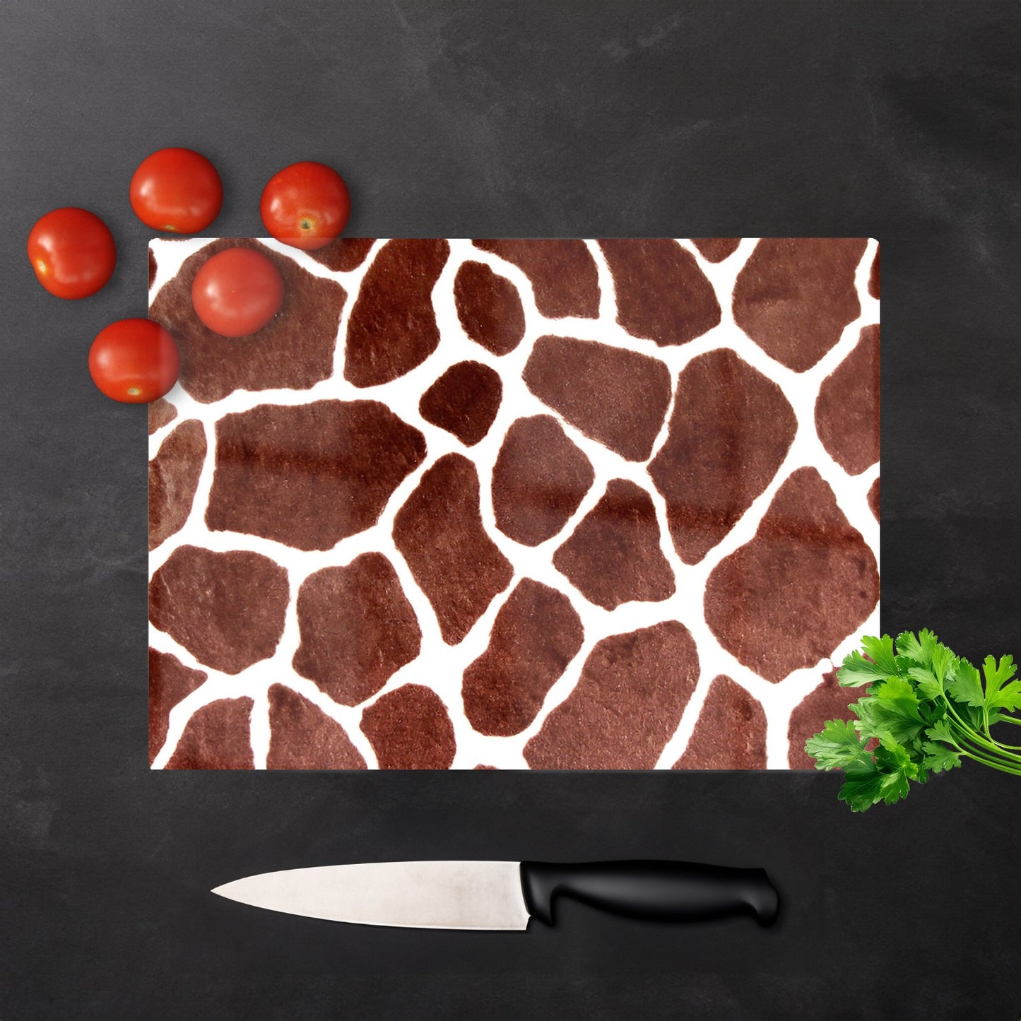 Giraffe Spots Print Glass Chopping Board