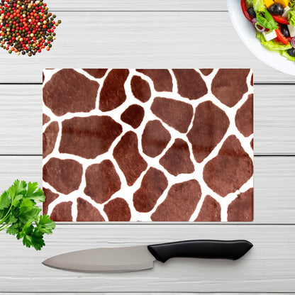 Giraffe Spots Print Glass Chopping Board