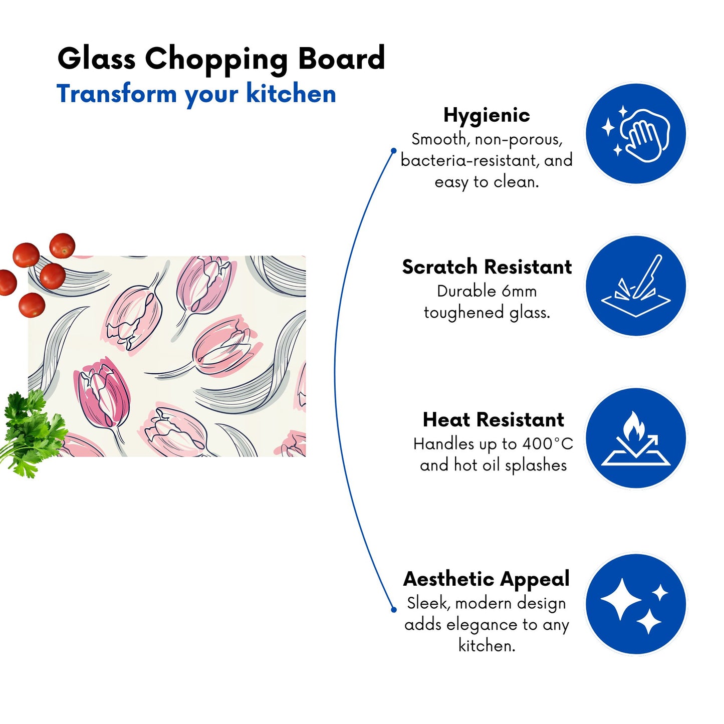 Tulips Glass Chopping Board