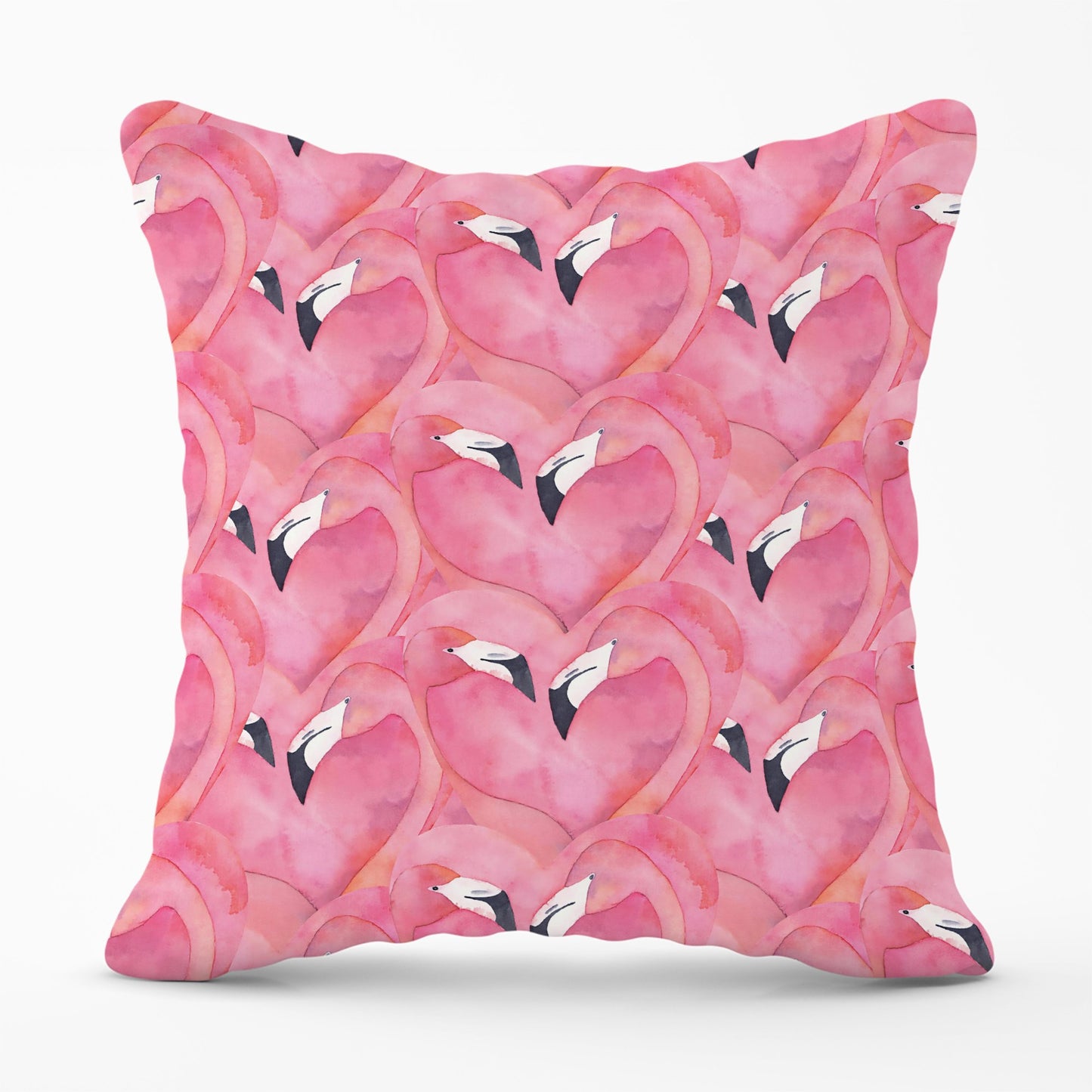Watercolour Flamingo Hearts Cushions