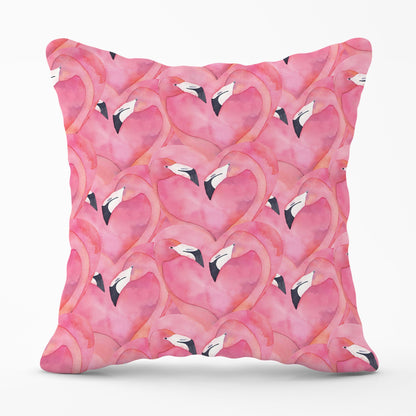 Watercolour Flamingo Hearts Cushions