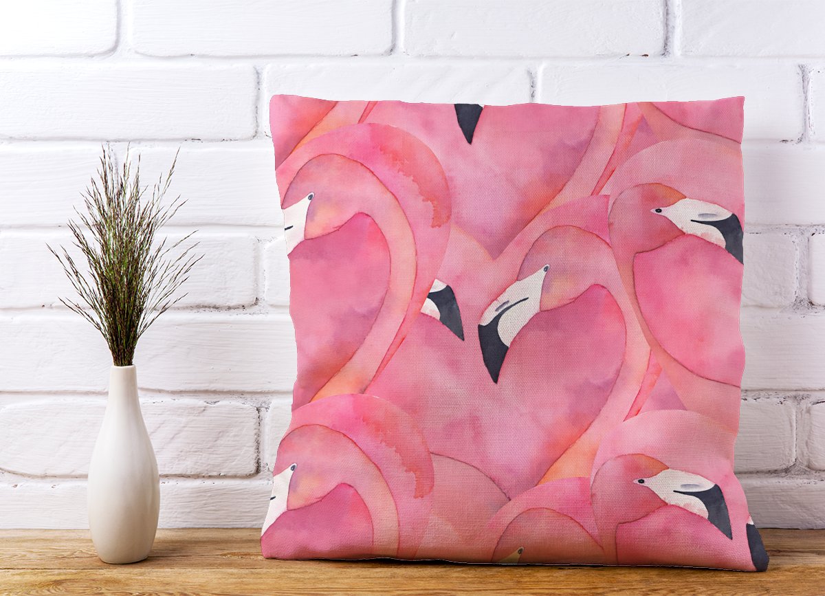 Watercolour Flamingo Hearts Cushions