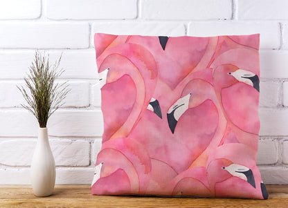 Watercolour Flamingo Hearts Cushions