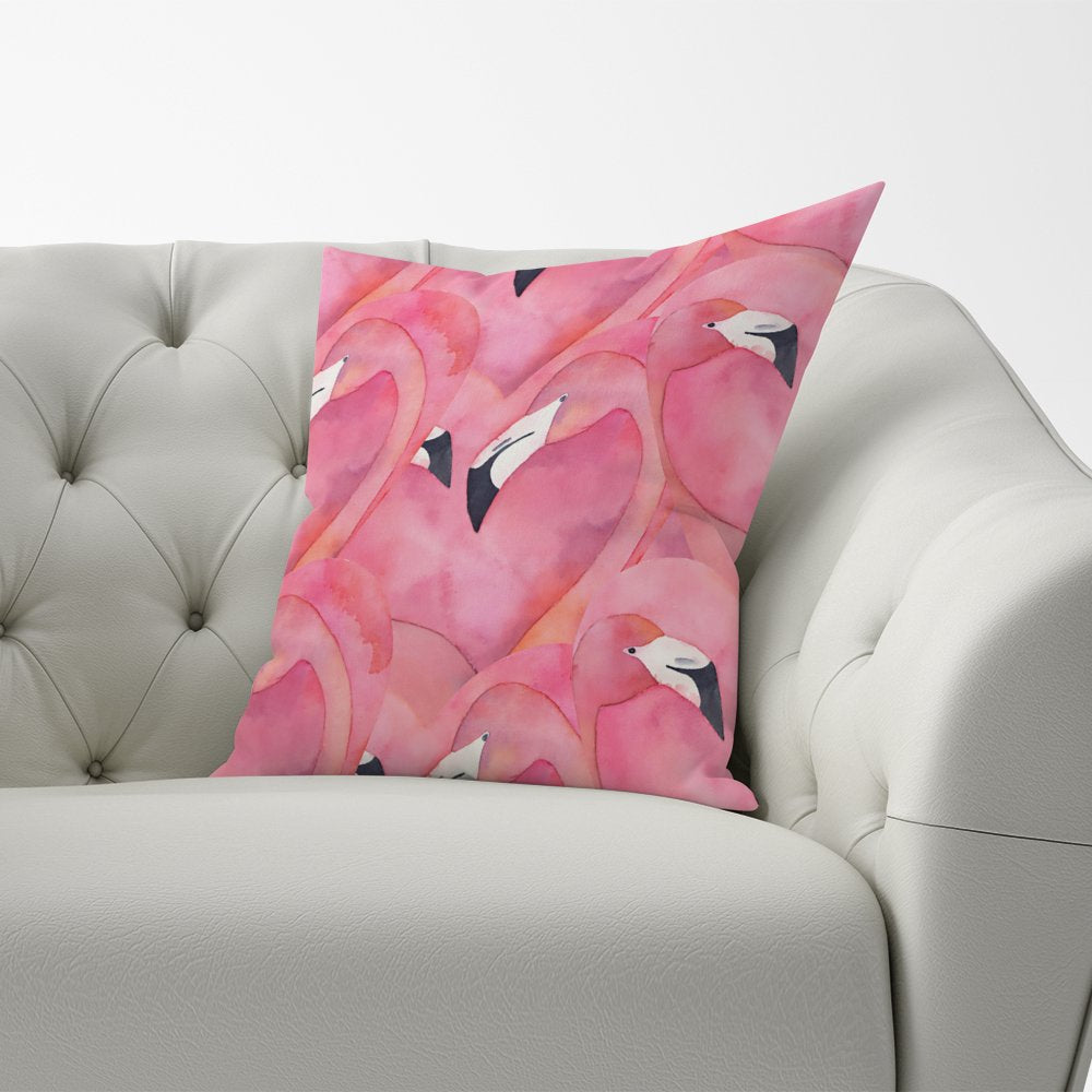Watercolour Flamingo Hearts Cushions