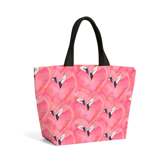 Watercolour Flamingo Hearts Beach Shopper Tote Bag