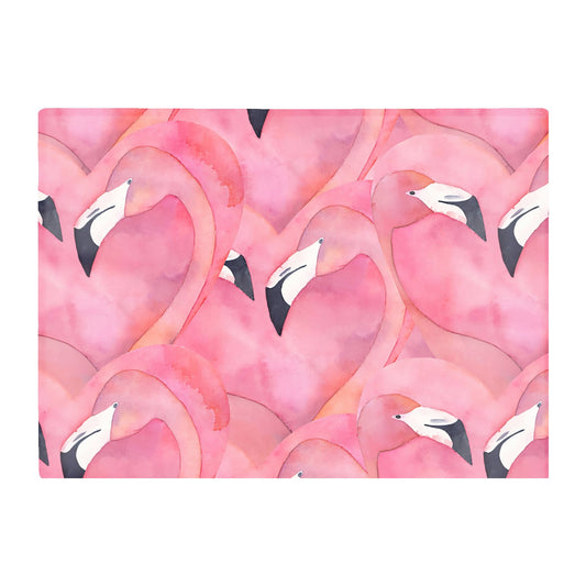 Watercolour Flamingo Hearts Glass Chopping Board