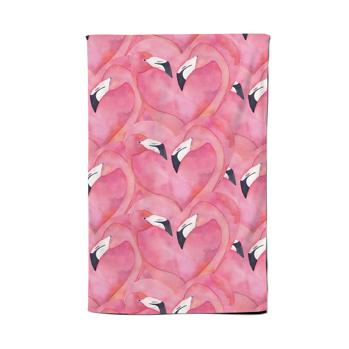 Watercolour Flamingo Hearts Tea Towel