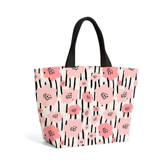 Pastel Pink Flowers Beach Shopper Tote Bag