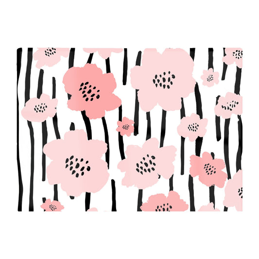 Pastel Pink Flowers Glass Chopping Board